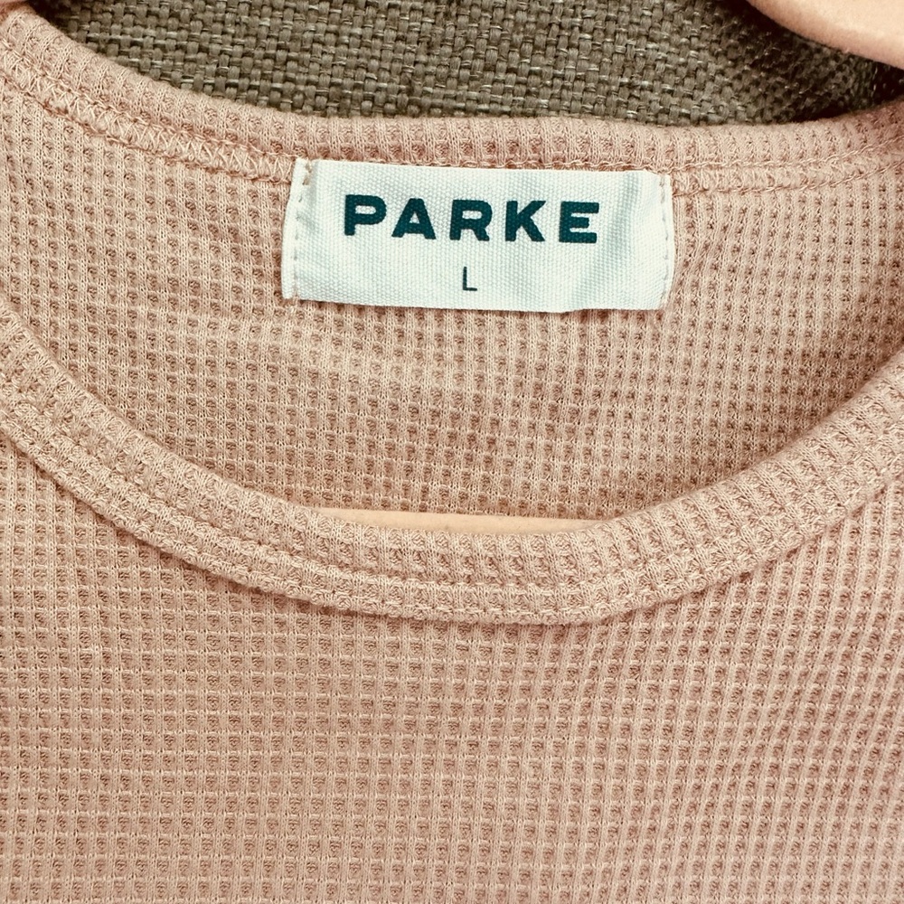 PARKE Women's Short Sleeve Waffleknit Tee in Light Peony Pink - Picture 2 of 5